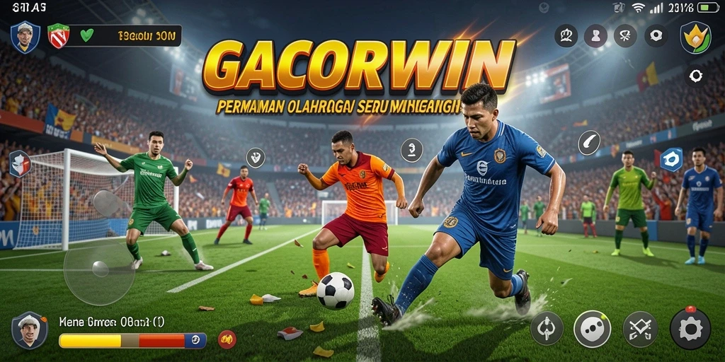 Screenshot GACORWIN menunjukkan aksi mendebarkan dalam pertandingan olahraga.