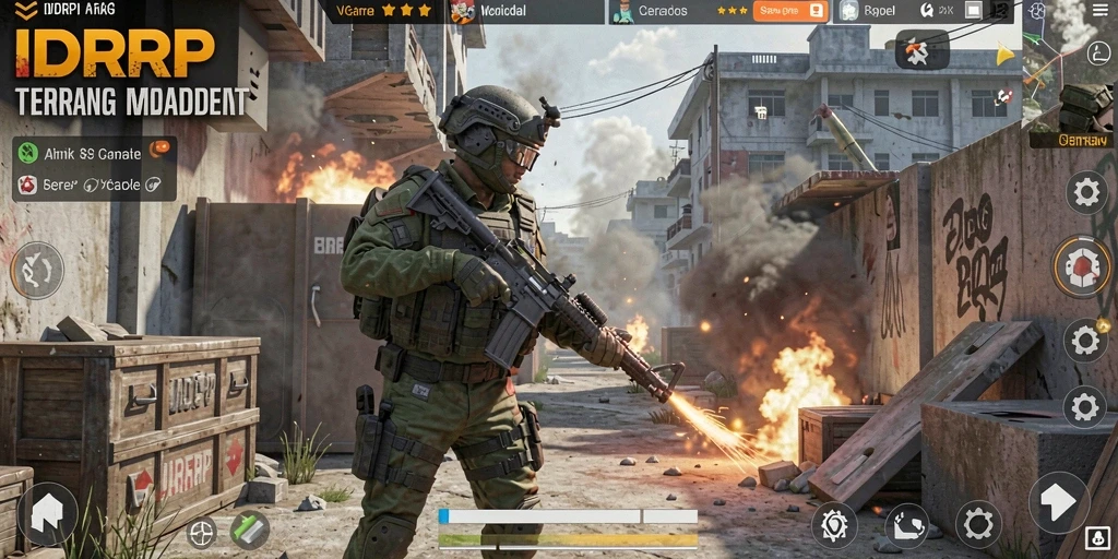 Gameplay IDRRP menunjukkan aksi tembak-menembak yang intens dan strategis.