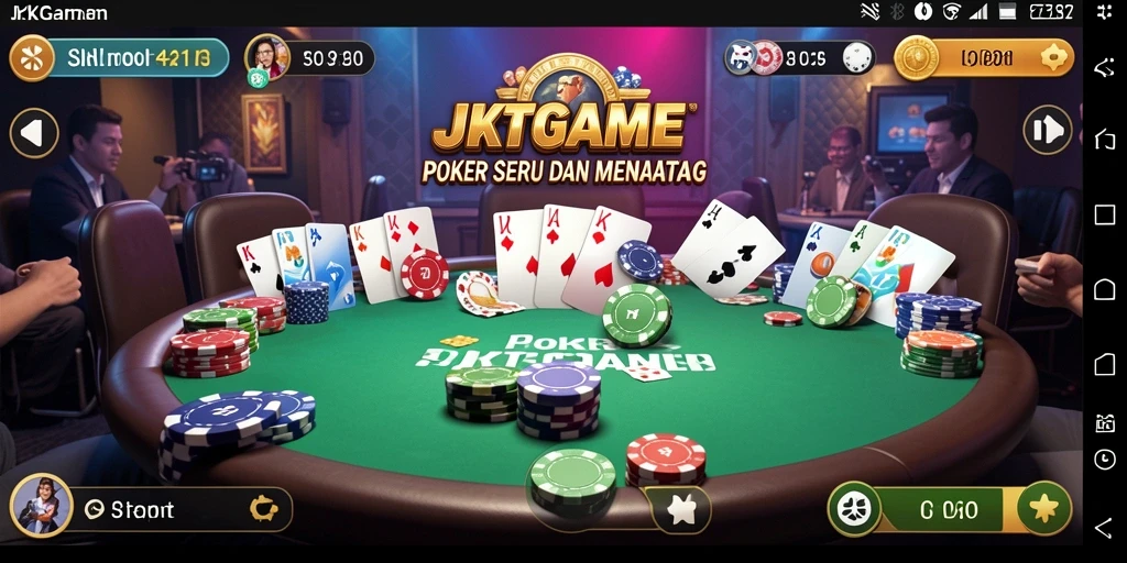 Tampilan utama JKTGAME menampilkan serunya permainan Poker online.