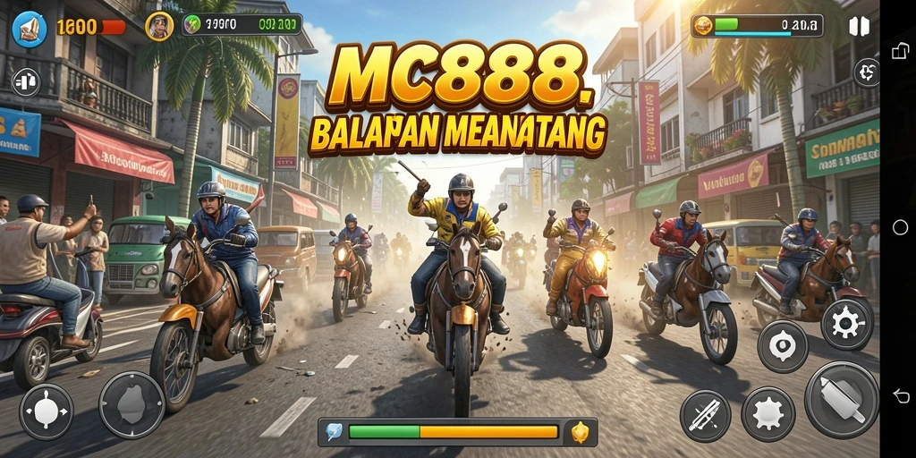 Tampilan menarik dari gameplay MC888 yang penuh aksi balapan.