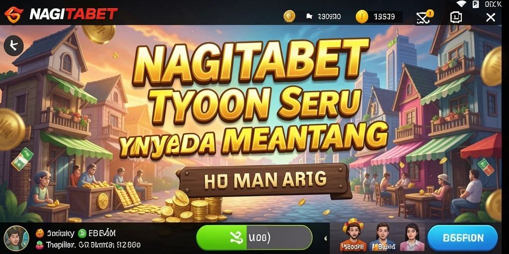 Screenshot gameplay NAGITABET memperlihatkan tantangan mengelola bisnis Tycoon.
