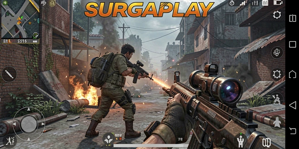 Tampilan gameplay epik dari SURGAPLAY yang penuh aksi.